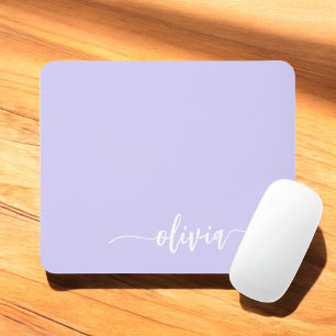 Lavender Lila Girly Script Monogram Namn Modern Musmatta