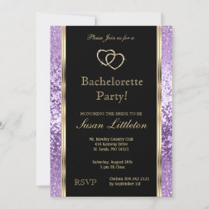 Lavender Lila Glitter Bachelorette Party Inbjudningar