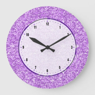 Lavender Lila Glitter Stor Klocka