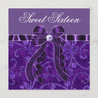 Lavender Lila Glitter Sweet sixteen Birthday Inbjudningar