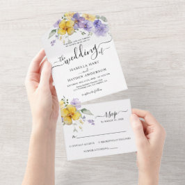 Lavender Lila Golden Gult Blommigt Bröllop OSA