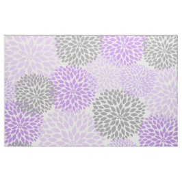 Lavender Lila Grått Modern Dahlia blommigt print Tyg