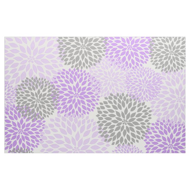 Lavender Lila Grått Modern Dahlia blommigt print Tyg (Yard)