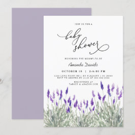 Lavender Lila Greenery Gender Neutral Baby Shower Inbjudningar