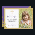 Lavender Lila Guld Glitter Första Heligan kommune Tack Kort<br><div class="desc">Lavender Lila Guld Glitter,  första Heligan - tack.</div>