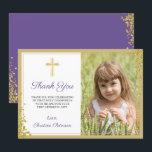 Lavender Lila Guld Glitter Första Heligan kommune Tack Kort<br><div class="desc">Lavender Lila Guld Glitter,  första Heligan - tack.</div>