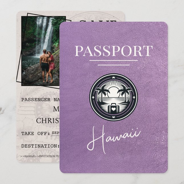 Lavender Lila Hawaii Passport Spara datum Datumet (Fram/baksida)