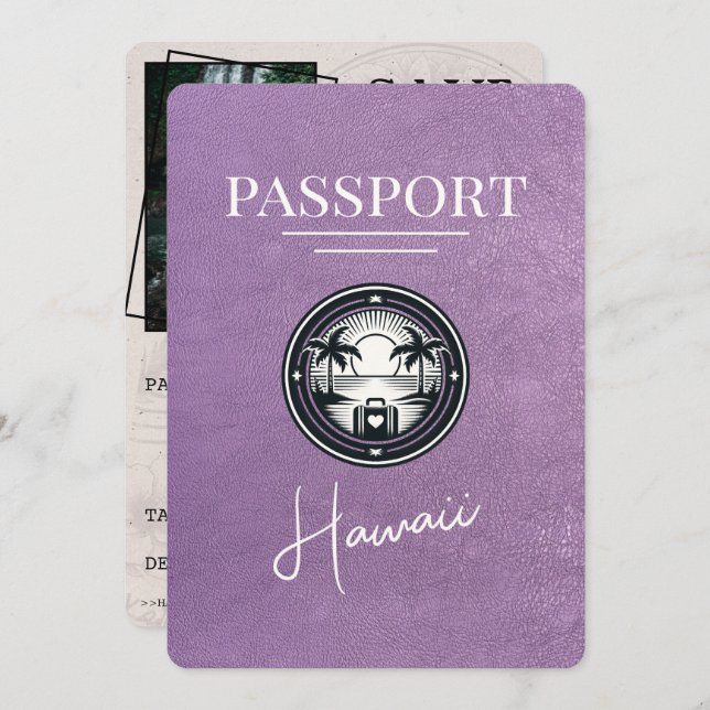 Lavender Lila Hawaii Passport Spara datum Spara Datumet (Fram/baksida)