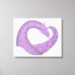 Lavender lila hjärta drake på vitt canvastryck