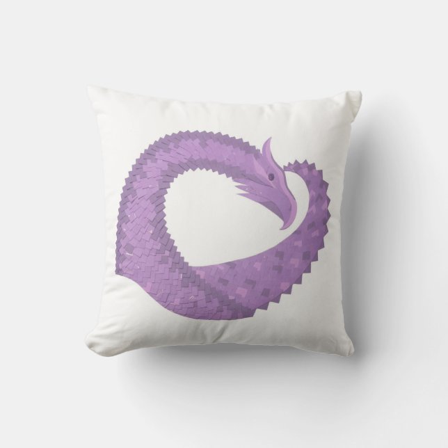 Lavender lila hjärta drake på vitt kudde (Framsida)