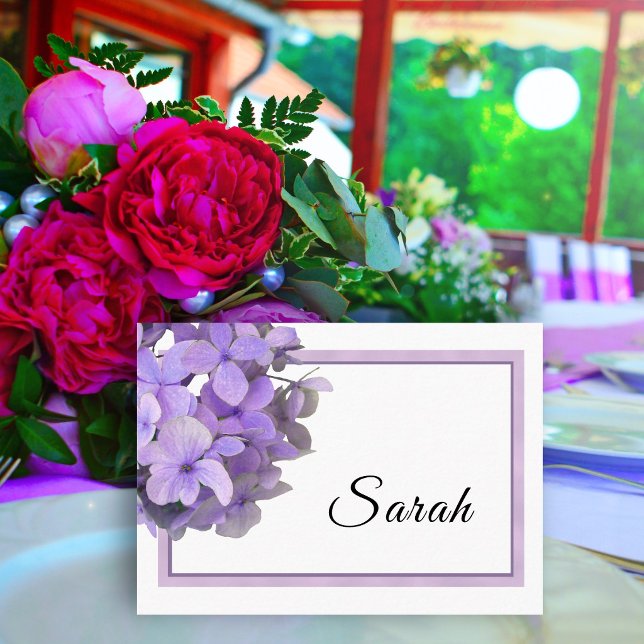 Lavender Lila Hydrangea Blank Place Card Placeringskort (Skapare uppladdad)