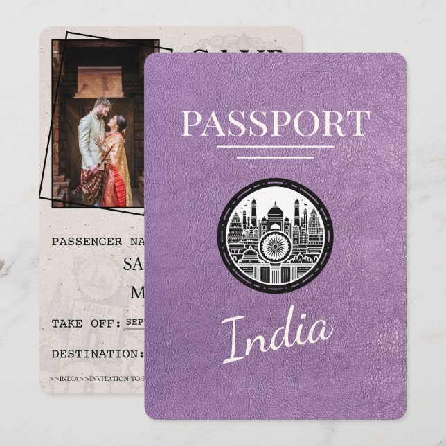 Lavender Lila India Passport Spara datum Datumet (Fram/baksida)