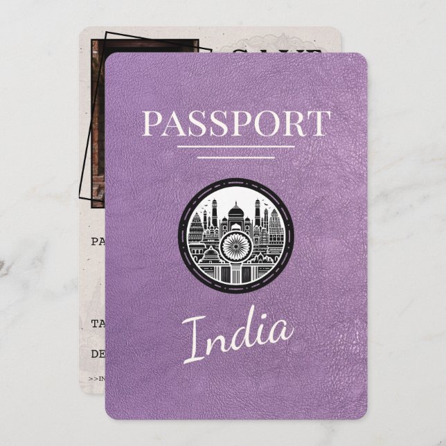 Lavender Lila India Passport Spara datum Spara Datumet (Fram/baksida)