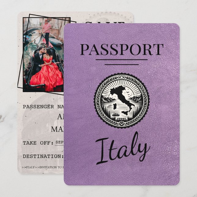 Lavender Lila Italien Passport Spara Datumet (Fram/baksida)