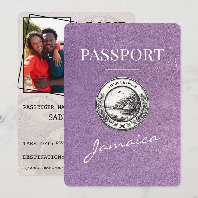 Lavender Lila Jamaica Passport Spara datum Datumet (Fram/baksida)