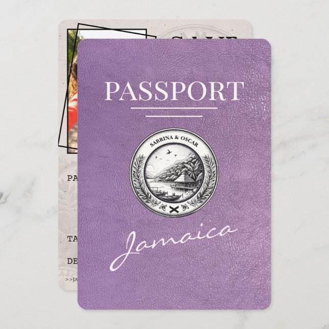 Lavender Lila Jamaica Passport Spara datum Spara Datumet (Fram/baksida)