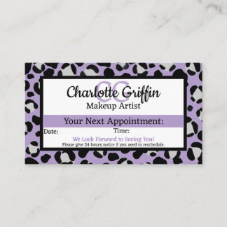 Lavender Lila Leopard Lash & Makeup Möte Visitkort