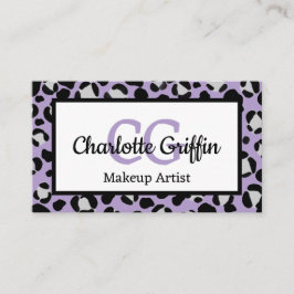 Lavender Lila Leopard Print Lash & Makeup Artist Visitkort