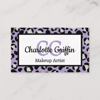 Lavender Lila Leopard Print Lash & Makeup Artist Visitkort