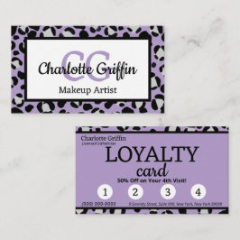 Lavender Lila Leopard Print Lash Makeup Lojalty Visitkort