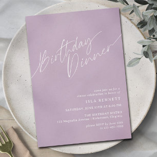 Lavender Lila Lilac Chic Minimal födelsedag Inbjudningar