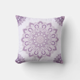 Lavender Lila Mandala Mönster-dekorativ Kudde
