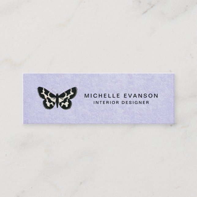 Lavender Lila med enkel Butterfly-Logotyp Mini Visitkort (Framsida)