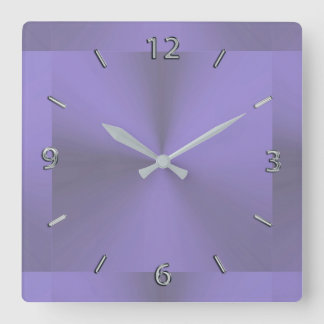 Lavender Lila Metallic Clock Fyrkantig Klocka
