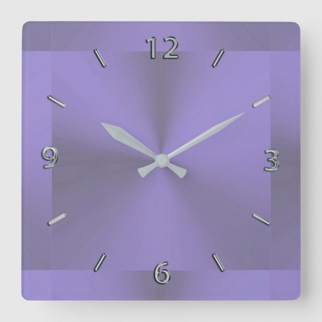 Lavender Lila Metallic Clock Fyrkantig Klocka (Framsida)