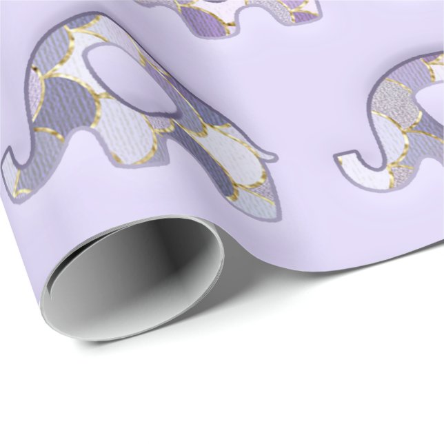 Lavender Lila Mint Elephants Teal Lavender Presentpapper (Rullad Hörn)