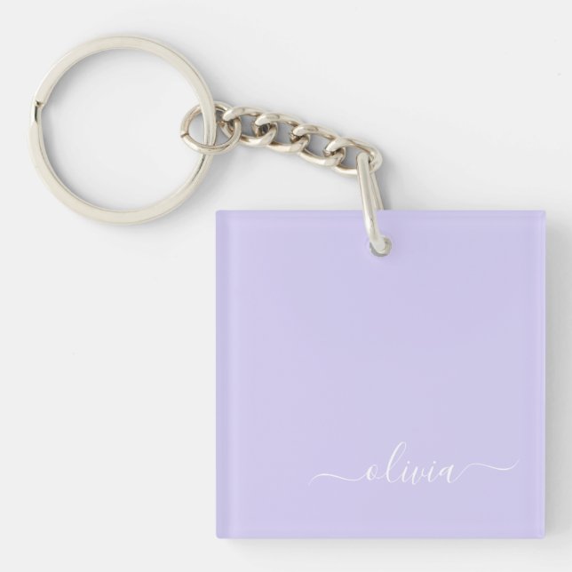 Lavender Lila Modern Script Girly Monogram Namn (Framsidan)