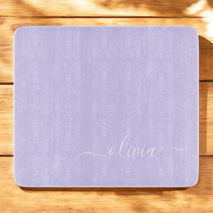 Lavender Lila Modern Script Girly Monogram Namn