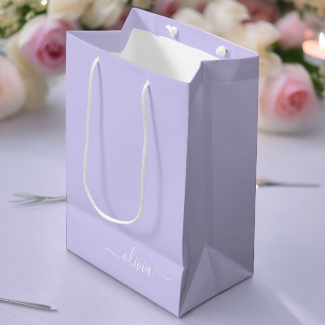 Lavender Lila Modern Script Girly Monogram Namn (Skapare uppladdad)