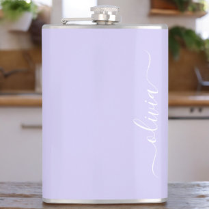 Lavender Lila Modern Script Girly Monogram Namn Fickplunta