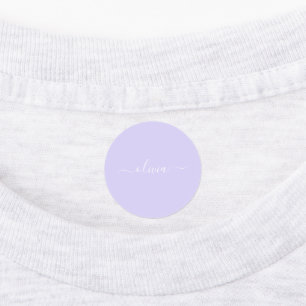 Lavender Lila Modern Script Girly Monogram Namn Klistermärke