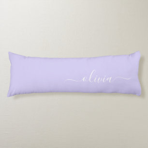 Lavender Lila Modern Script Girly Monogram Namn Kroppskudde