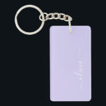 Lavender Lila Modern Script Girly Monogram Namn Nyckelring<br><div class="desc">Nyckelkedja för Lavender Lila Simple Script Monogram Namn. Det gör perfekten söt 16-årsjubileum,  bröllop,  möhippa,  årsdag,  babydusch eller bachelorette-fest för någon som glam lyxen och chic stilar i kärlek.</div>