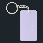 Lavender Lila Modern Script Girly Monogram Namn Nyckelring<br><div class="desc">Nyckelkedja för Lavender Lila Simple Script Monogram Namn. Det gör perfekten söt 16-årsjubileum,  bröllop,  möhippa,  årsdag,  babydusch eller bachelorette-fest för någon som glam lyxen och chic stilar i kärlek.</div>