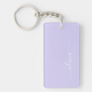 Lavender Lila Modern Script Girly Monogram Namn Nyckelring