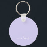 Lavender Lila Modern Script Girly Monogram Namn Nyckelring<br><div class="desc">Lavender Lila Simple Script Monogram Namn nyckelringar (Nyckelring). Det gör perfekten söt 16-årsjubileum,  bröllop,  möhippa,  årsdag,  babydusch eller bachelorette-fest för någon som glam lyxen och chic stilar i kärlek.</div>
