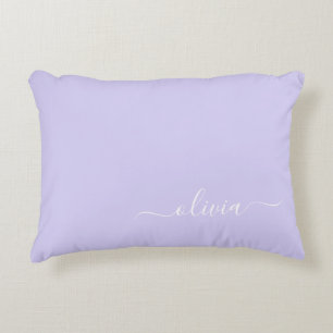 Lavender Lila Modern Script Girly Monogram Namn Prydnadskudde