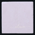 Lavender Lila Modern Script Girly Monogram Namn Stenunderlägg<br><div class="desc">Enkelt Lila med Lavender-Monogram Namn Stone Tile. Det gör perfekt studenten,  söt 16-årsdag,  bröllop,  möhippa,  årsdag,  babydusch eller bachelorette-fest till någon som kärlek glam lyx och chic stilar.</div>