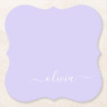 Lavender Lila Modern Script Girly Monogram Namn Underlägg Papper<br><div class="desc">Lavender Lila Simple Script Monogram Namn Pappra Underlägg. Det gör perfekt studenten,  födelsedag,  bröllop,  möhippa,  årsdag,  babydusch eller bachelorette-fest till någon som glam lyx och chic stilar.</div>