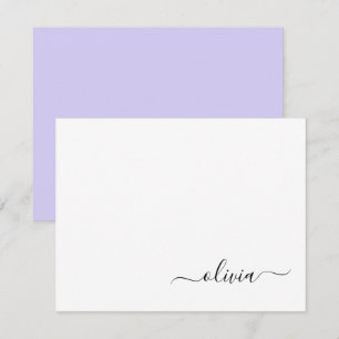 Lavender Lila Modern Script Girly Monogram Tack Kort