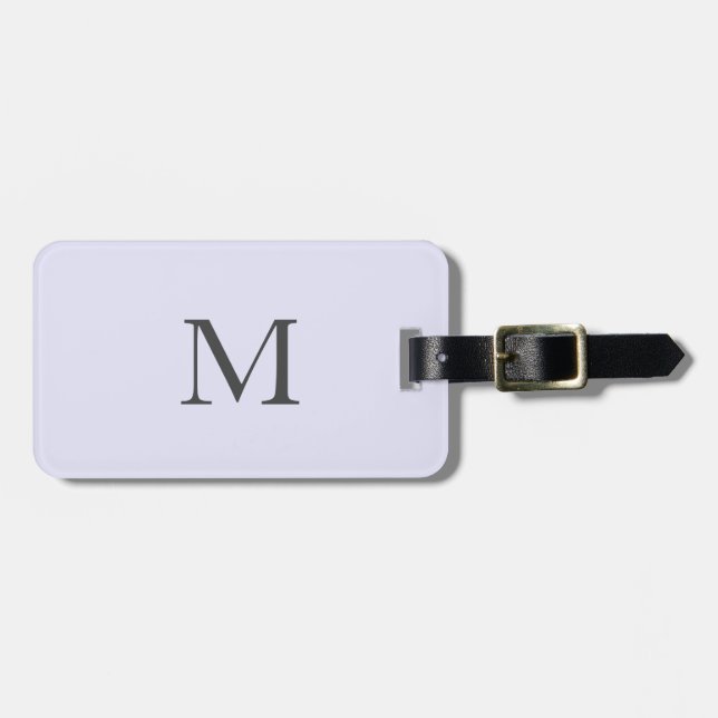 Lavender Lila Monogram Initial Namn Modern Gift Bagagebricka (Horisontell Framsida)