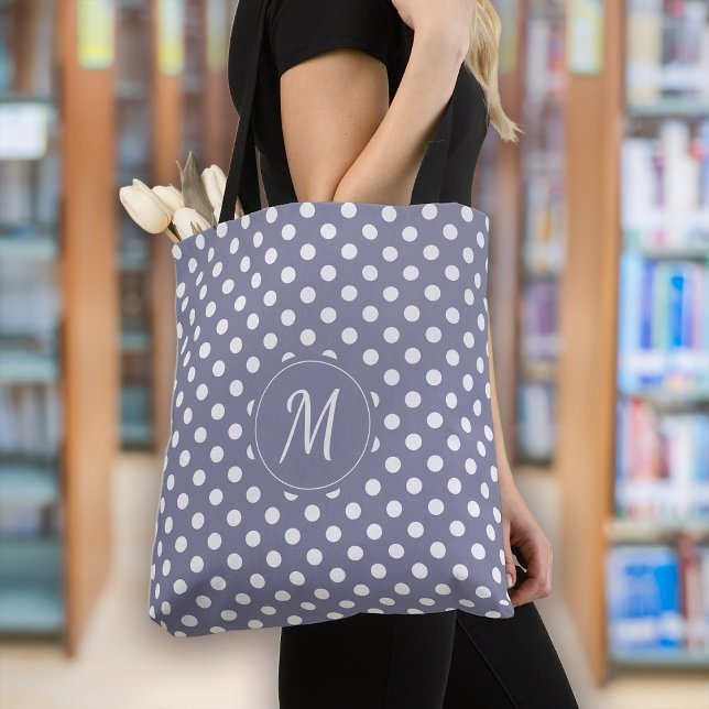 Lavender Lila Monogram Polka dots Tygkasse (Skapare uppladdad)