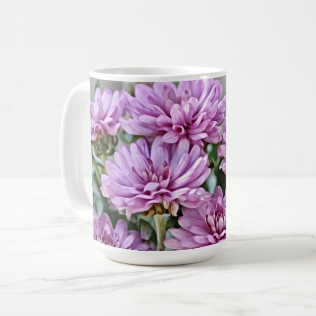 Lavender Lila Morsa Flower Art Mugg Kopp (Framsida vänster)