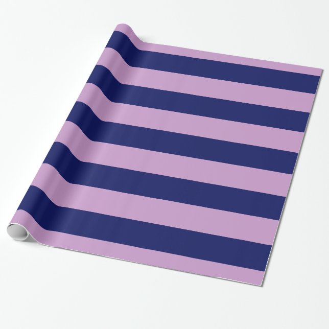 Lavender Lila, Navy Blue XL Rand Mönster V Presentpapper (Utrullad)