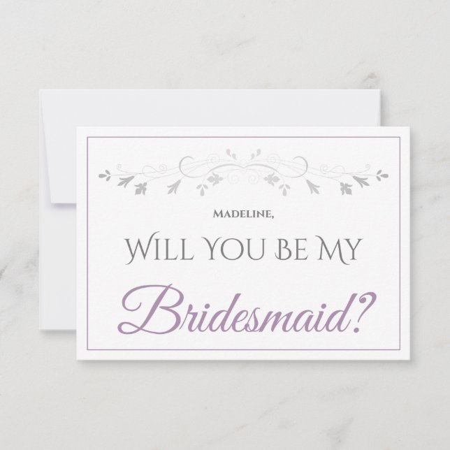 Lavender Lila och Grått ska vara mitt Bridesmaid-k Kort (Framsida)