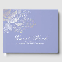 Lavender Lila och Guld Foliage Elegant bröllop Gästböcker